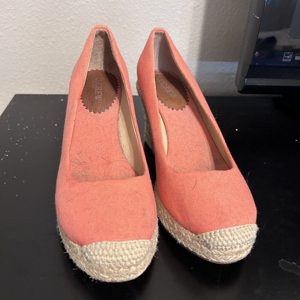 J.Crew Pink Epsadrille Wedges - Size 7.5